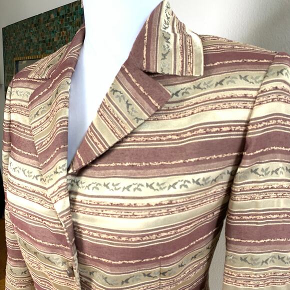 Vintage Kasper 6P Brocade Jaquard Blazer Jacket Career Fall Colors Thanksgiving - Picture 3 of 11